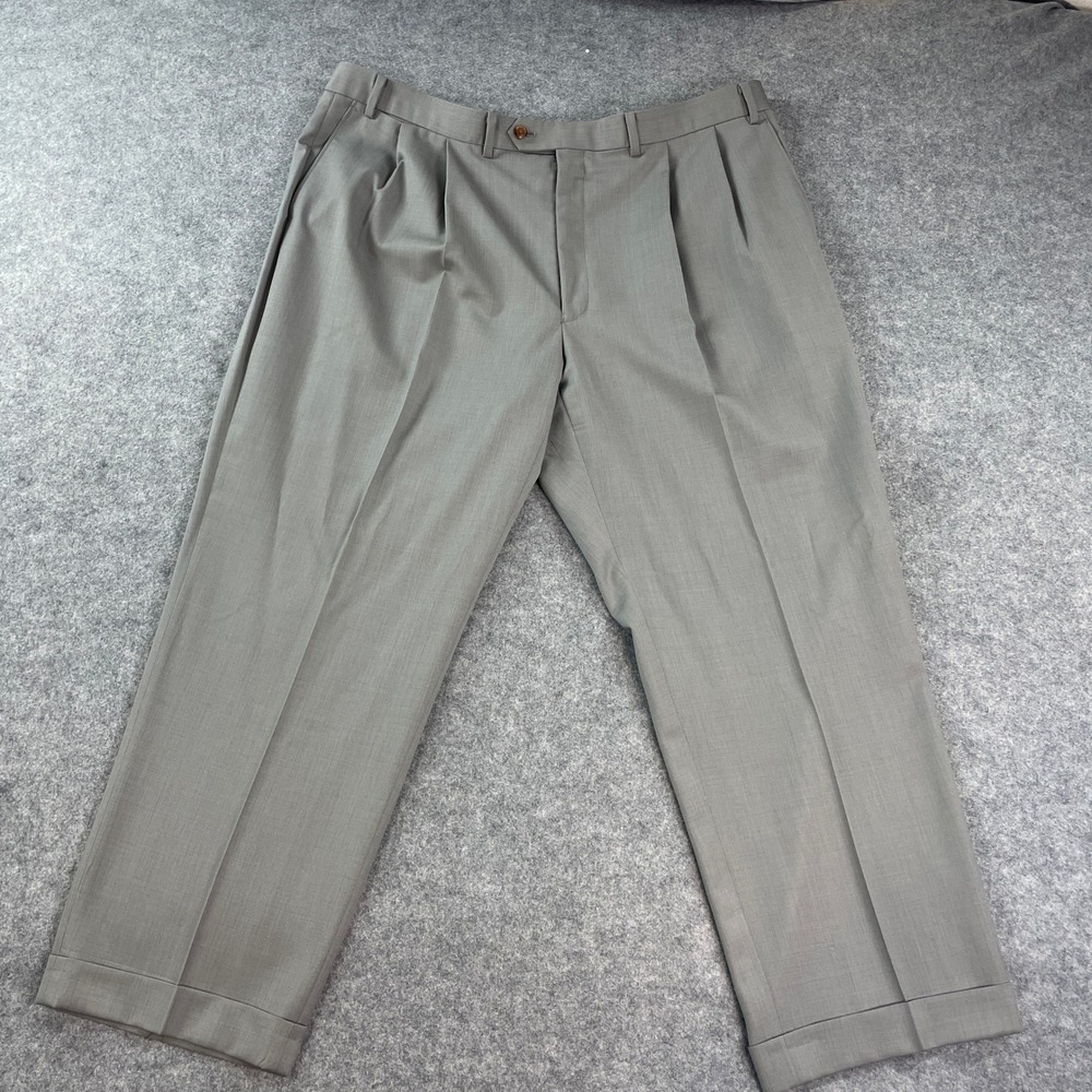 Ralph Lauren Mens Dress Pants 43R Gray Wool Vintage Cuffed Pleated Blend Classic